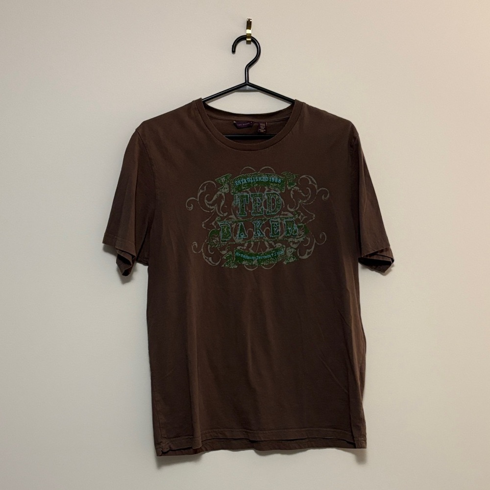 Ted Baker Brown and Green Graphic Tee